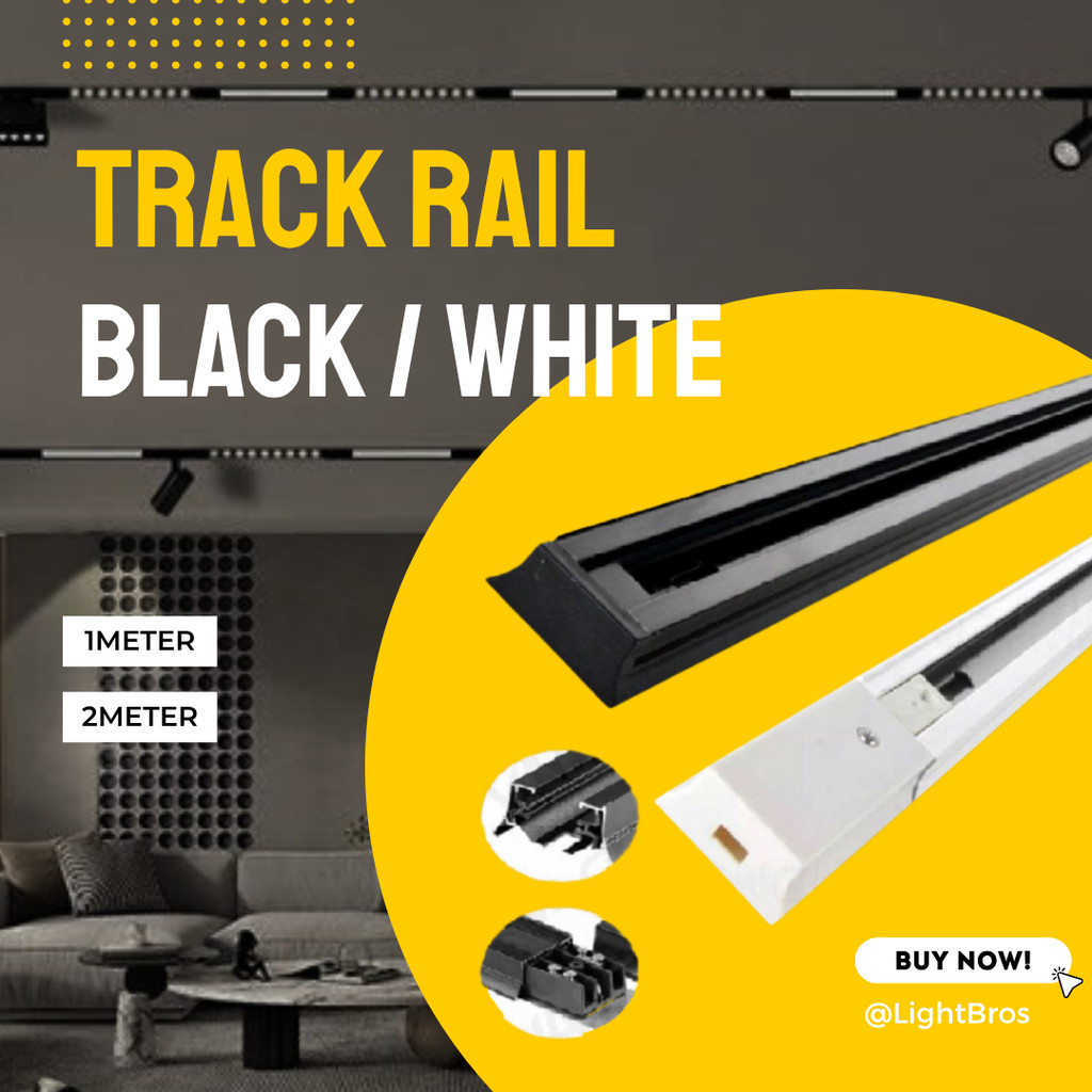 1 METER/2 METER BLACK/WHITE TRACK RAIL/TRACK BAR/TRACK JOINT FOR LED ...