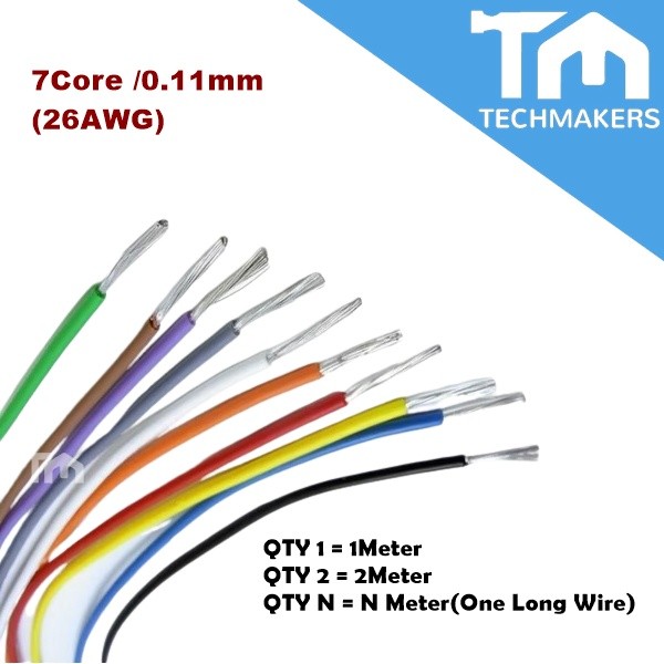 Wire 1 to 100 Meter 7/0.11mm 26AWG Tinned Copper Multi-Strand Stranded PVC Cable UL1007