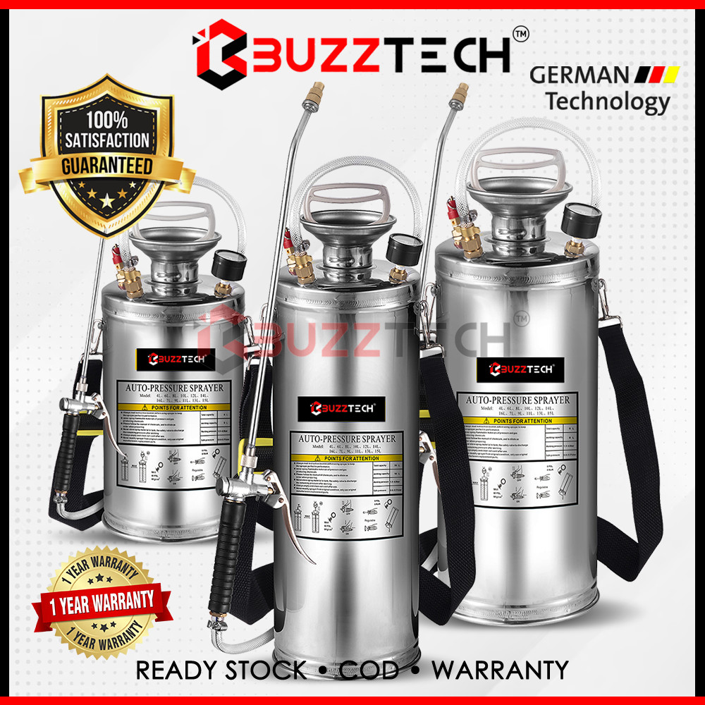 BuzzTech Stainless Steel Sprayer High Pressure 6 Litre / 8 Litre / 10 ...
