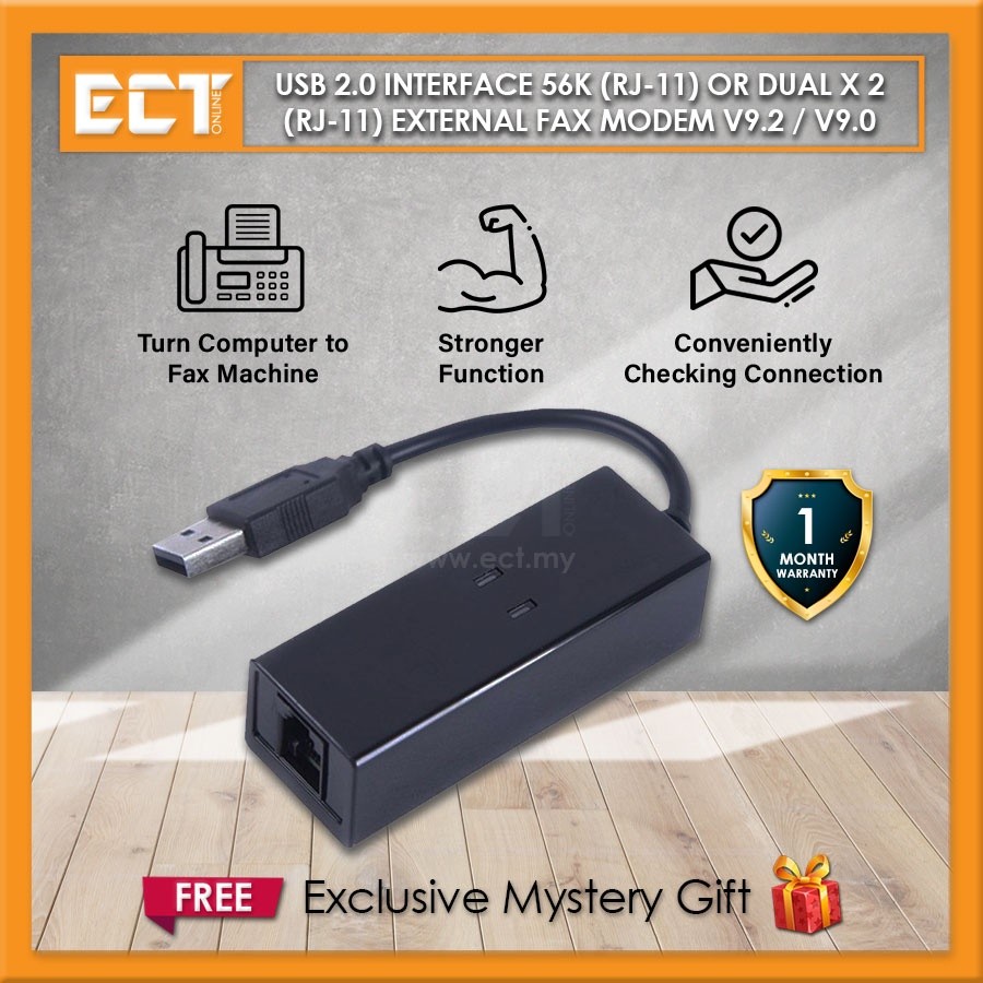 USB 2.0 Interface 56K (RJ-11) or Dual x 2 (RJ-11) External FAX Modem ...