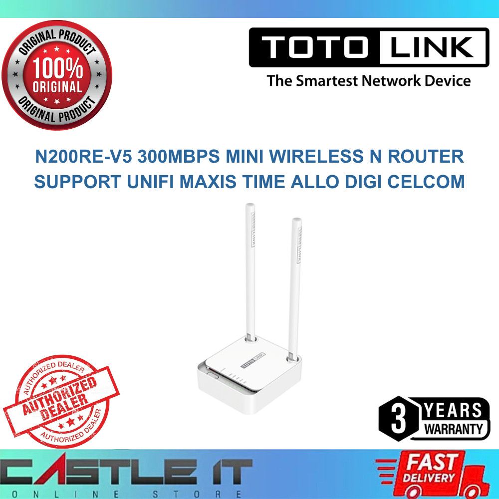 TOTOLINK N200RE-V5 Router N300 Mini WiFi 2.4GHz 2 Antenna Support Unifi ...