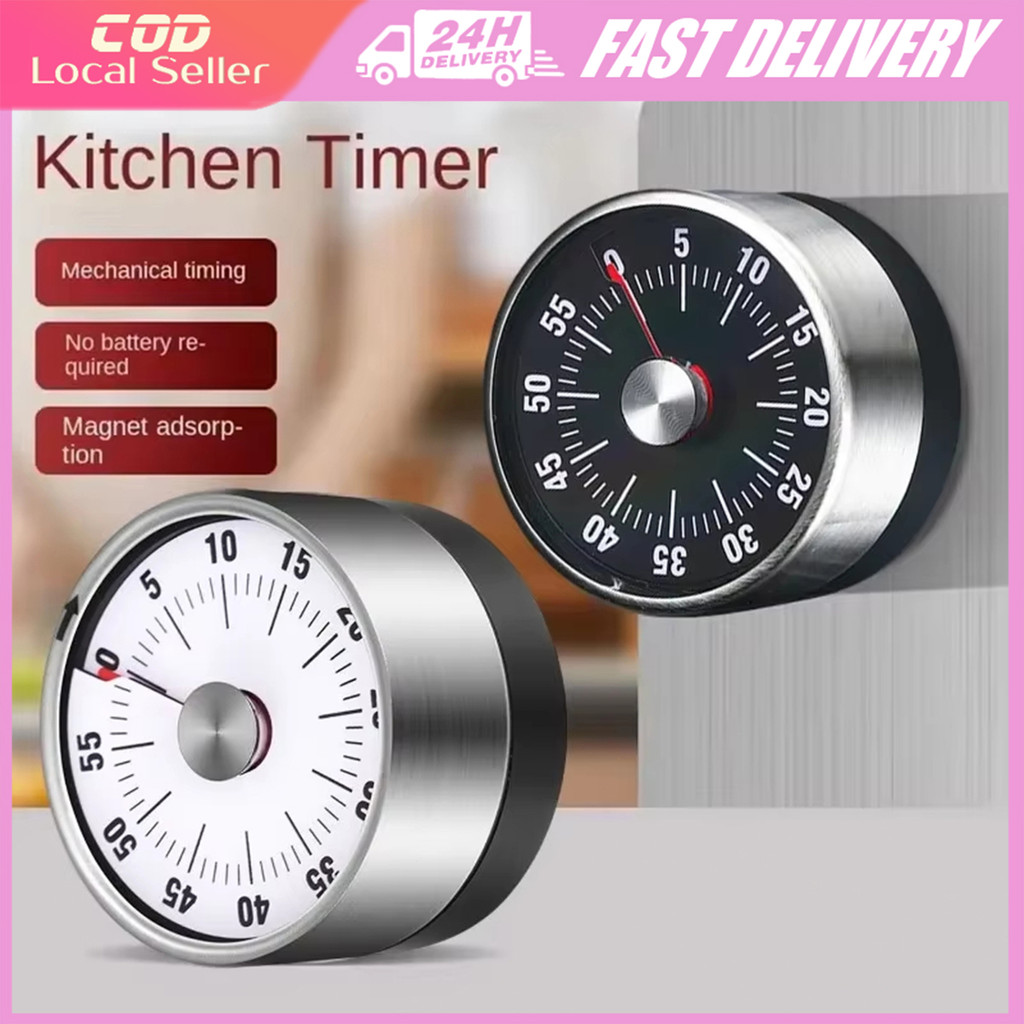 Stainless Steel Mechanical Timer Kitchen Magnetic Visual Timers 60 ...