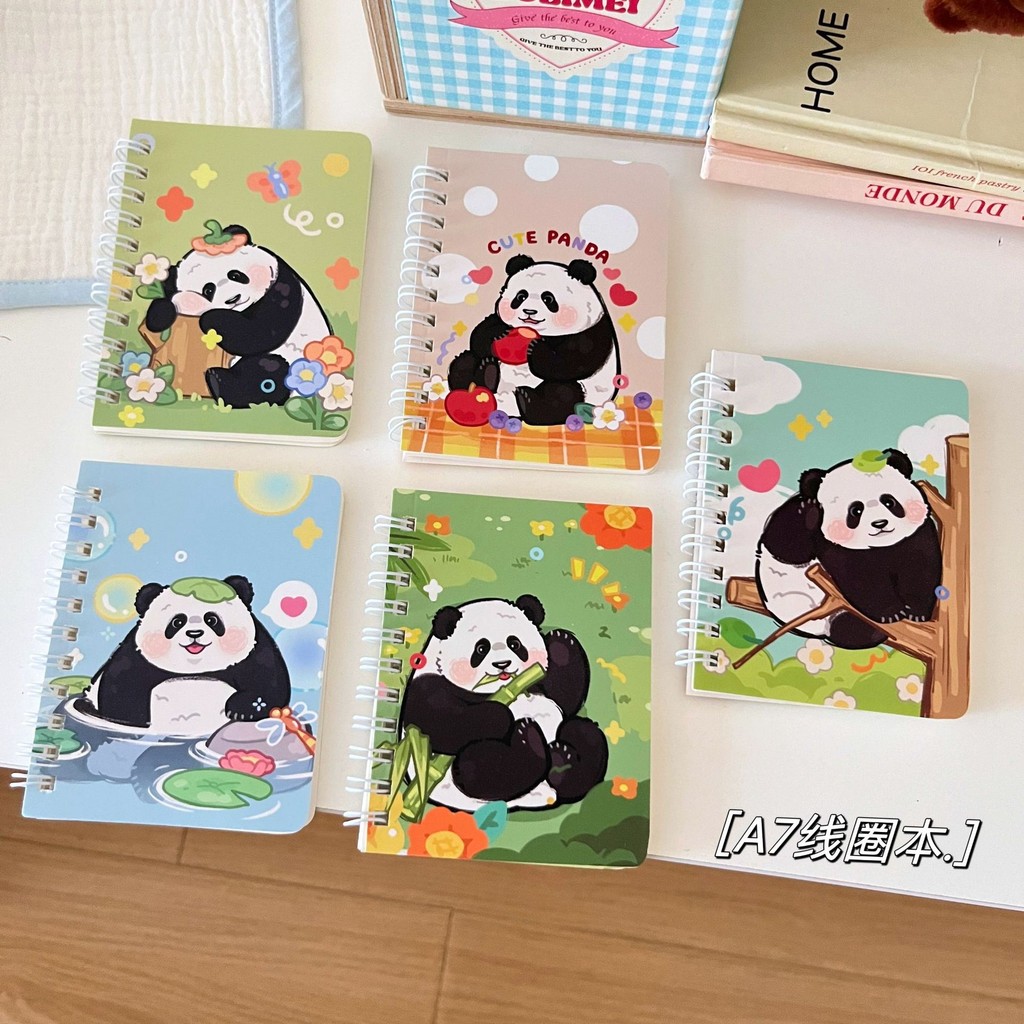 【ready stock】卡通线圈本 便携口袋本 A7 熊猫小本子 学生 留言本 记事本 笔记本Cartoon Cartoon Coil ...