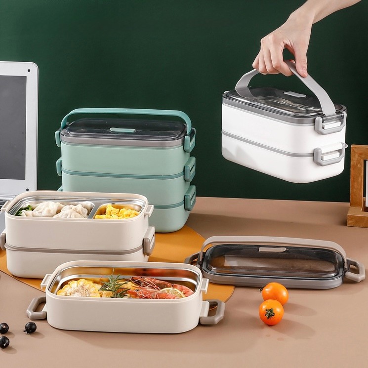 B2U Multi-layer Bento Lunch Box Microwaveable 304 Stainless Steel ...