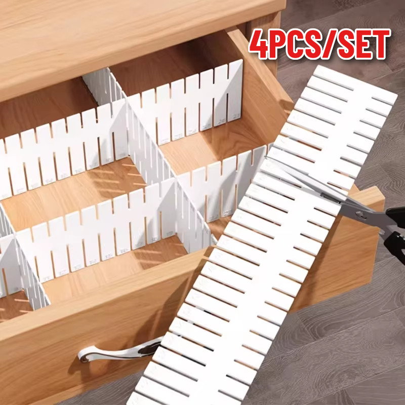 4PCS Adjustable Drawer Divider Partition Adjustable DIY Space-saving ...