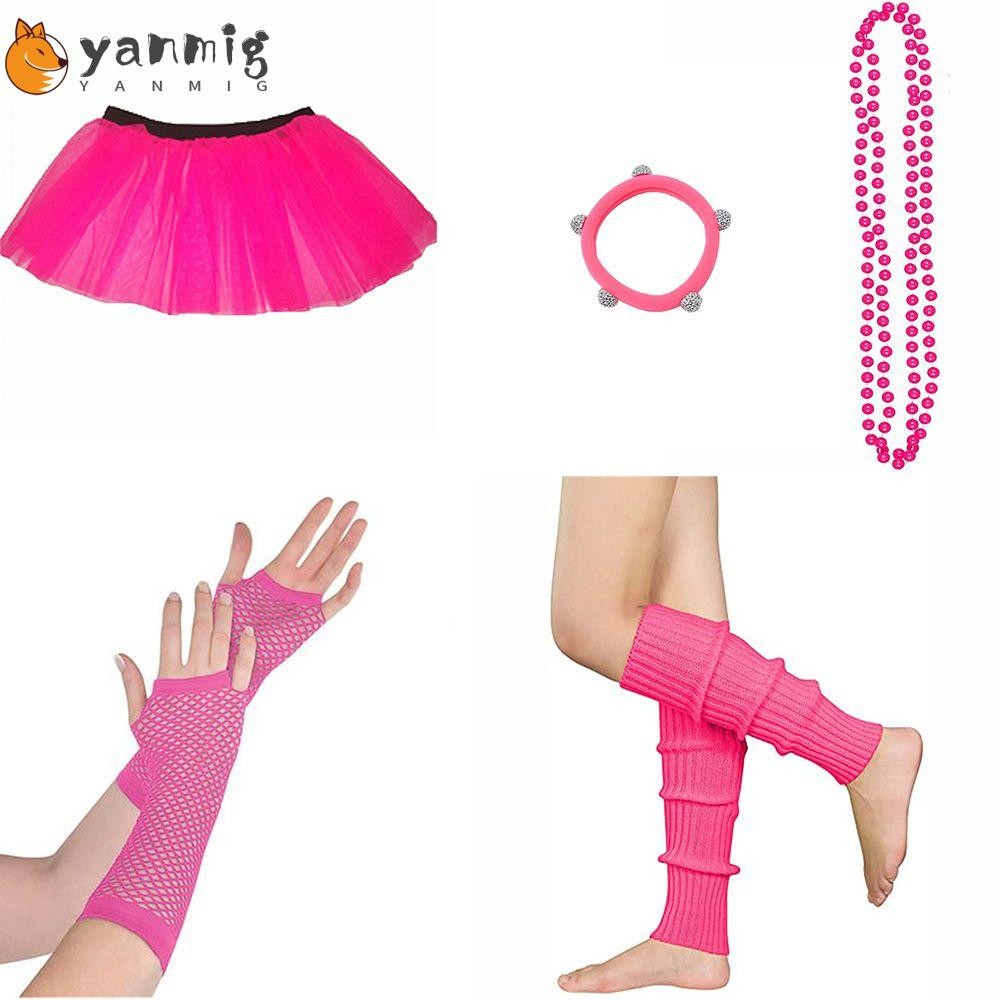 5PCS 80s Neon Fancy Dress Costume Hen Party Tutu Skirt Leg Warmer