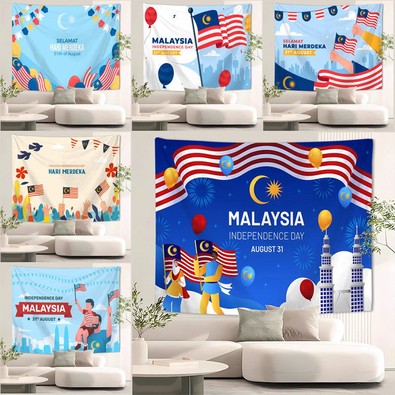 Hari Merdeka Malaysia Dependence Day Wall Tapestry with Clips ...