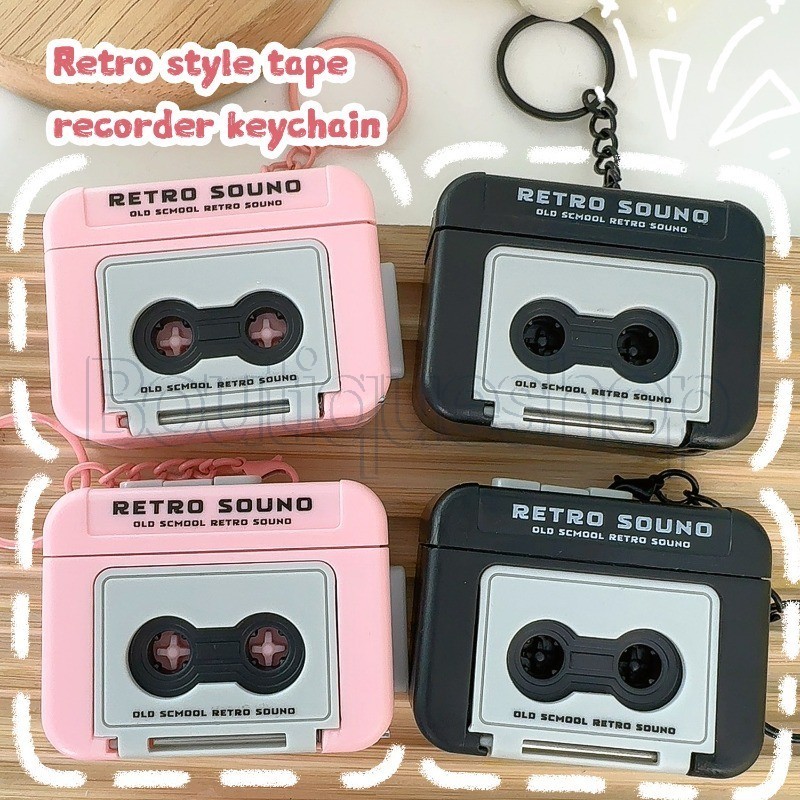 Retro Style Tape Recorder Keychain - Backpack Key Ring Accessories ...