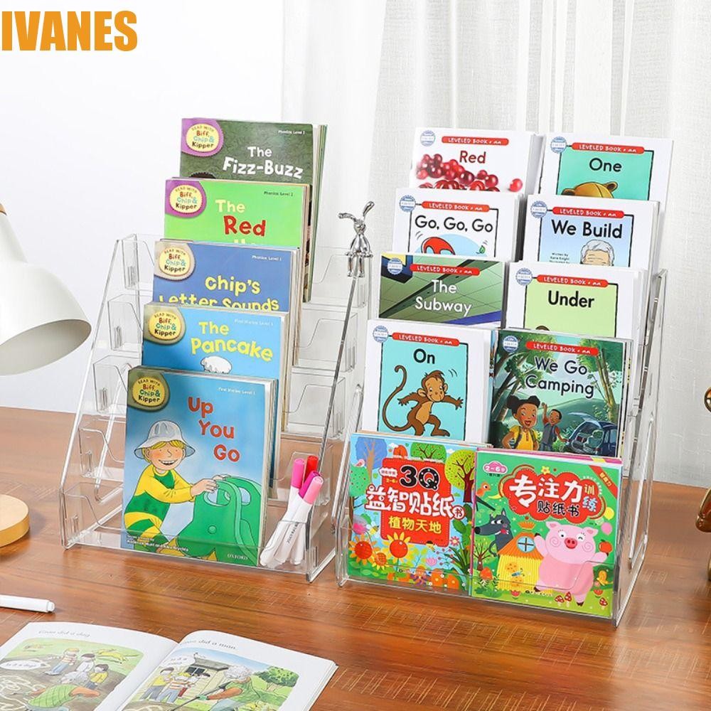 IVANES Acrylic Book Display Rack, 5 Tier DIY Greeting Card Storage Rack ...
