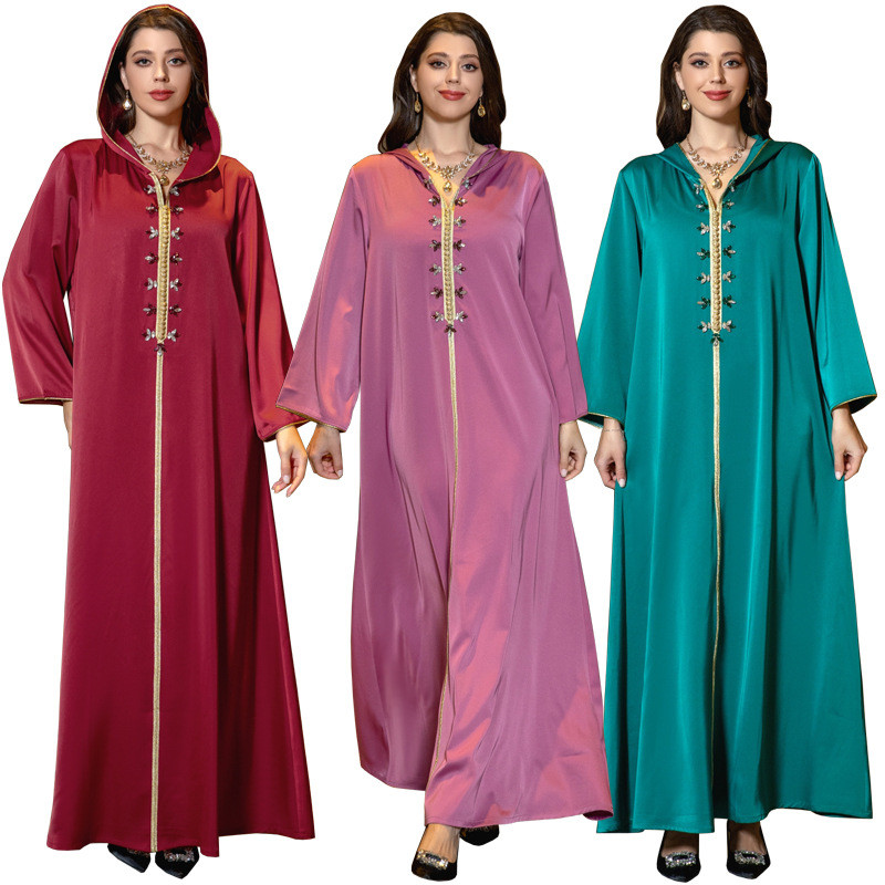M Q002 Middle East Muslim Robe Diamond Ribbon Dress abaya Dubai ...