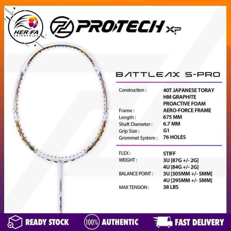 PROTECH Battleax S-PRO 3U & 4U Badminton Rackets Max Tension 36 LBS ...