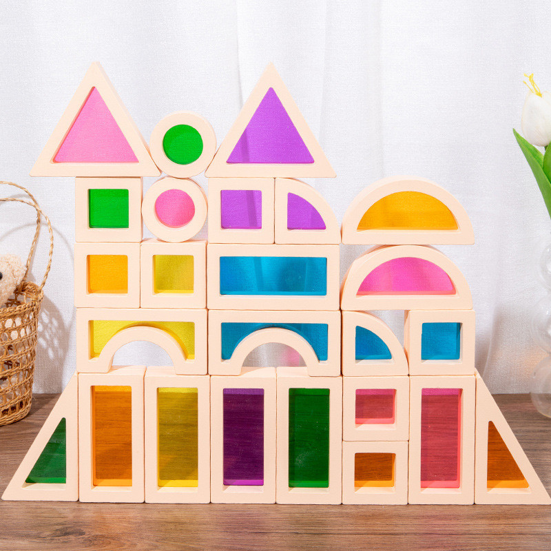 Treeyear Building Blocks Set for Kids 25 Pcs Rainbow Stacker Stacking ...