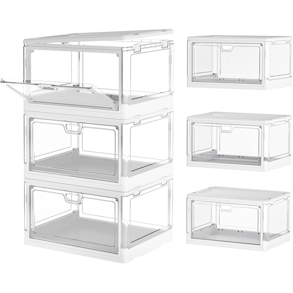 Clear Storage Bins with Lids 3 Packs - 24Qt Stackable Storage Bins ...