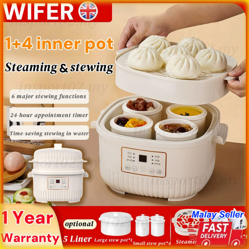 5L Multifunctional Stew Pot 6 Functions 1+4 Inner Double Boiling with ...
