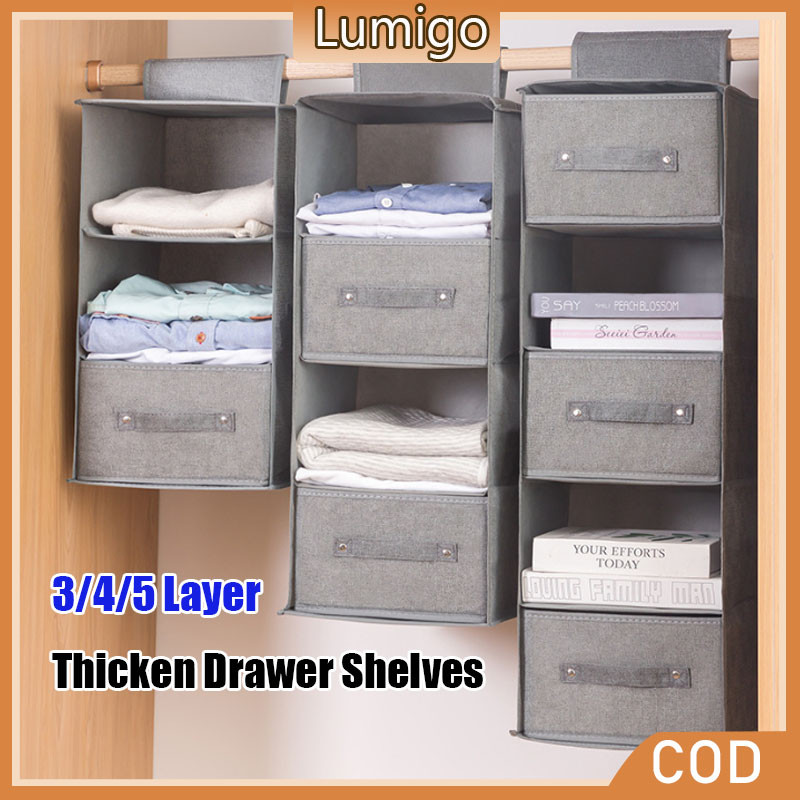 3/4/5 Layer Thicken Drawer Shelves Hanging Wardrobe Organizer Storage ...