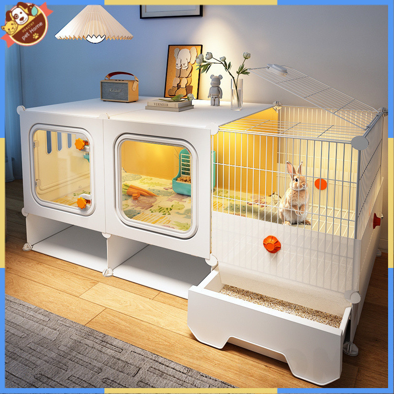 Rabbit Cage Villa Splash-Proof Urine Belt Toilet Extra Large Rabbit ...