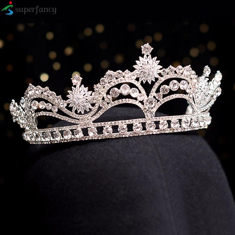 European and American Luxury Rhinestone Crown Bride Tiara Princess ...