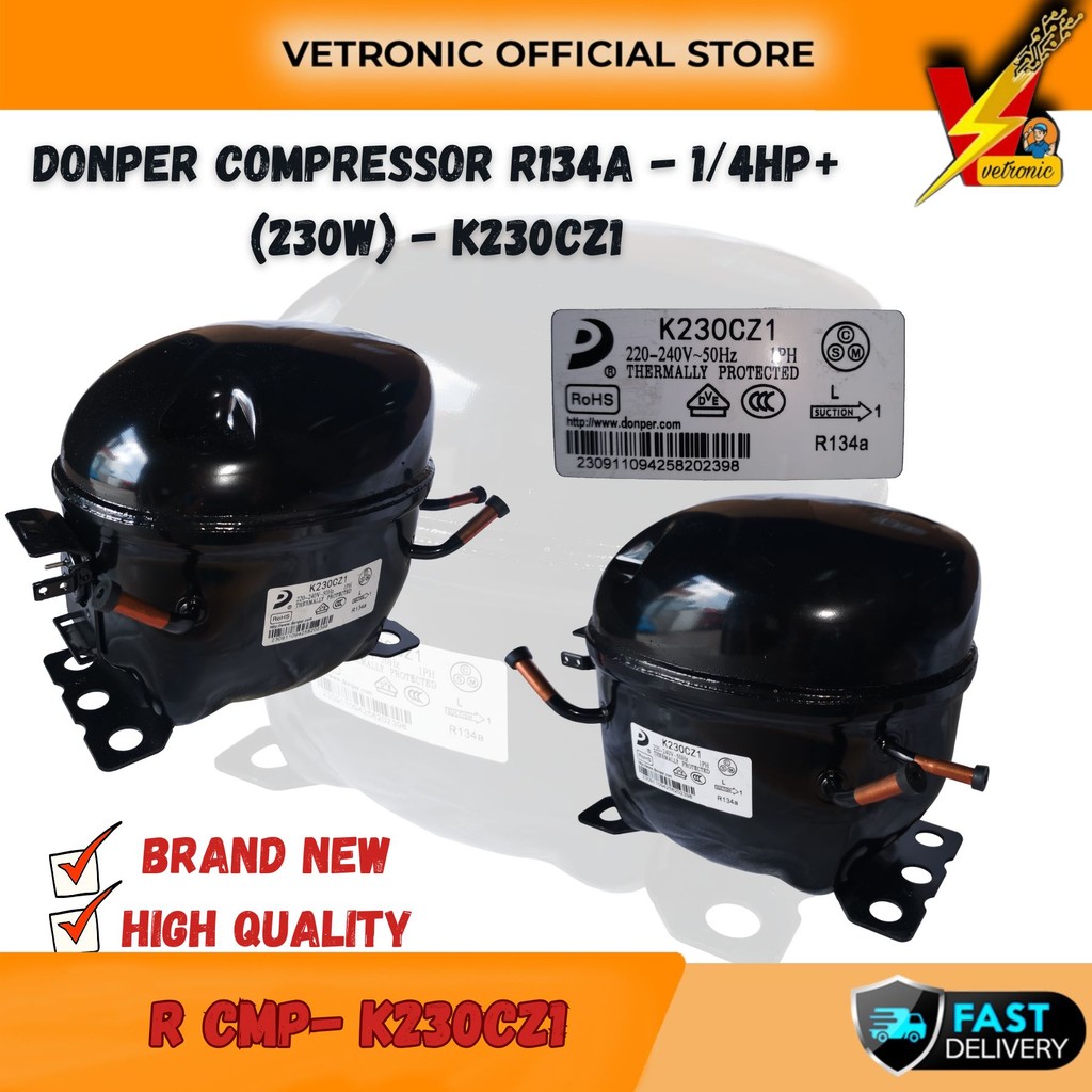 [READY STOCK] Donper R CMP-K230CZ1 Compressor | R134a 1/4HP+ 230W ...