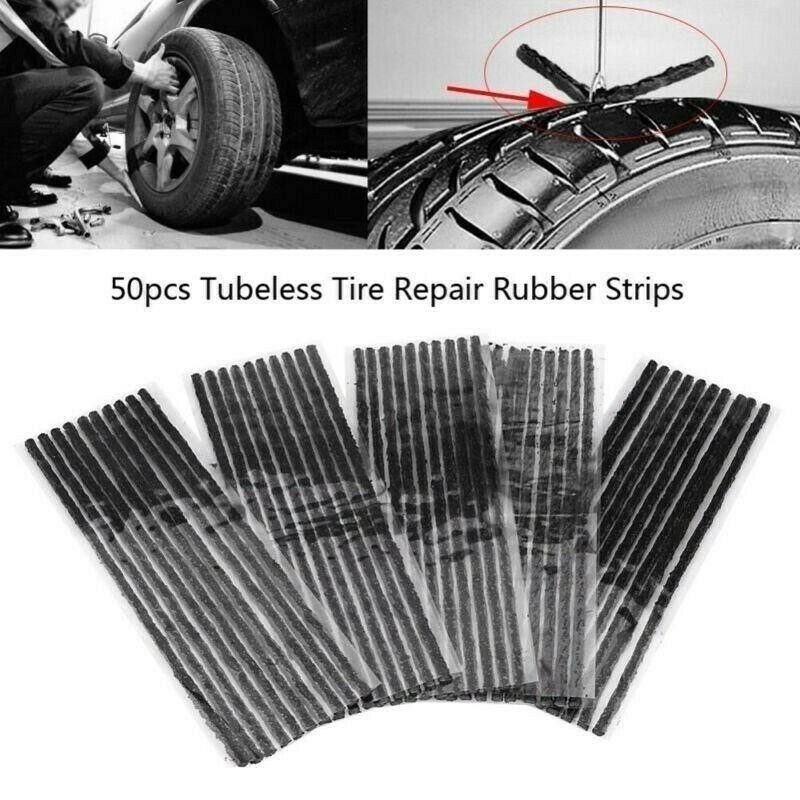 50-Piece Tubeless Tire Repair Kit - Puncture Seal Strips For Car & Bike Tires