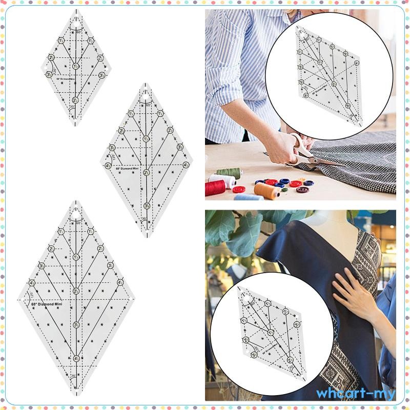 60 Degree Diamond Quilting Template - Acrylic Ruler For Patchwork Sewing Projects