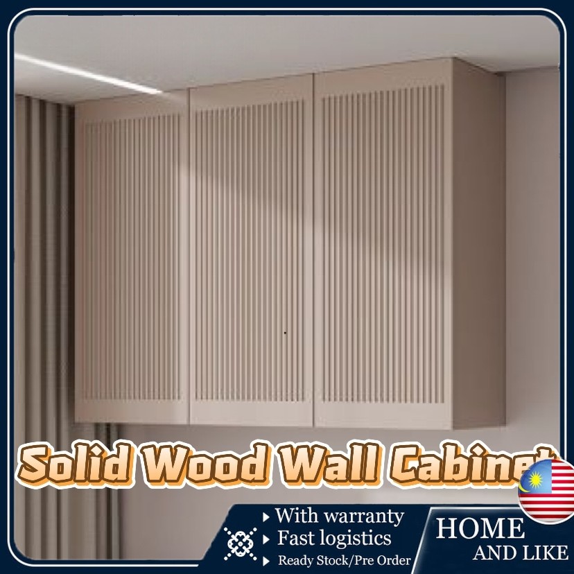 Solid Wood Wall Cabinet Hanging Storage Kitchen Balcony Cupboard Lemari ...