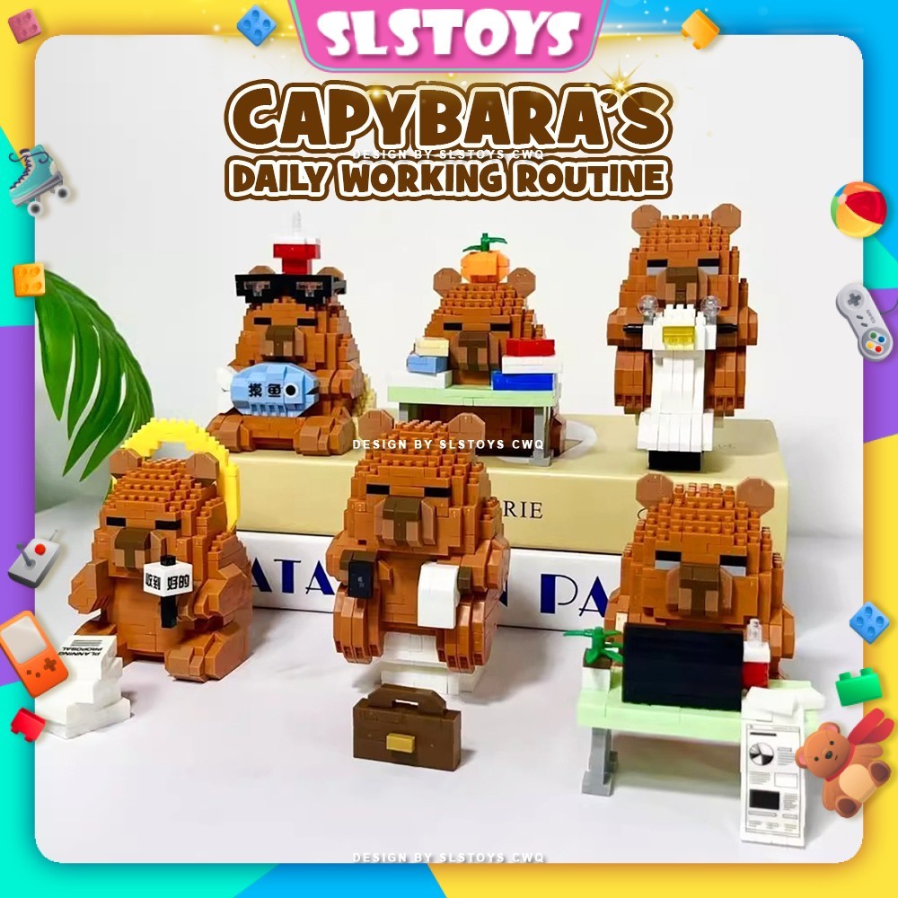 BIQIKINGDOM Block Capybara Daily Working Routine Gift Decoration ...