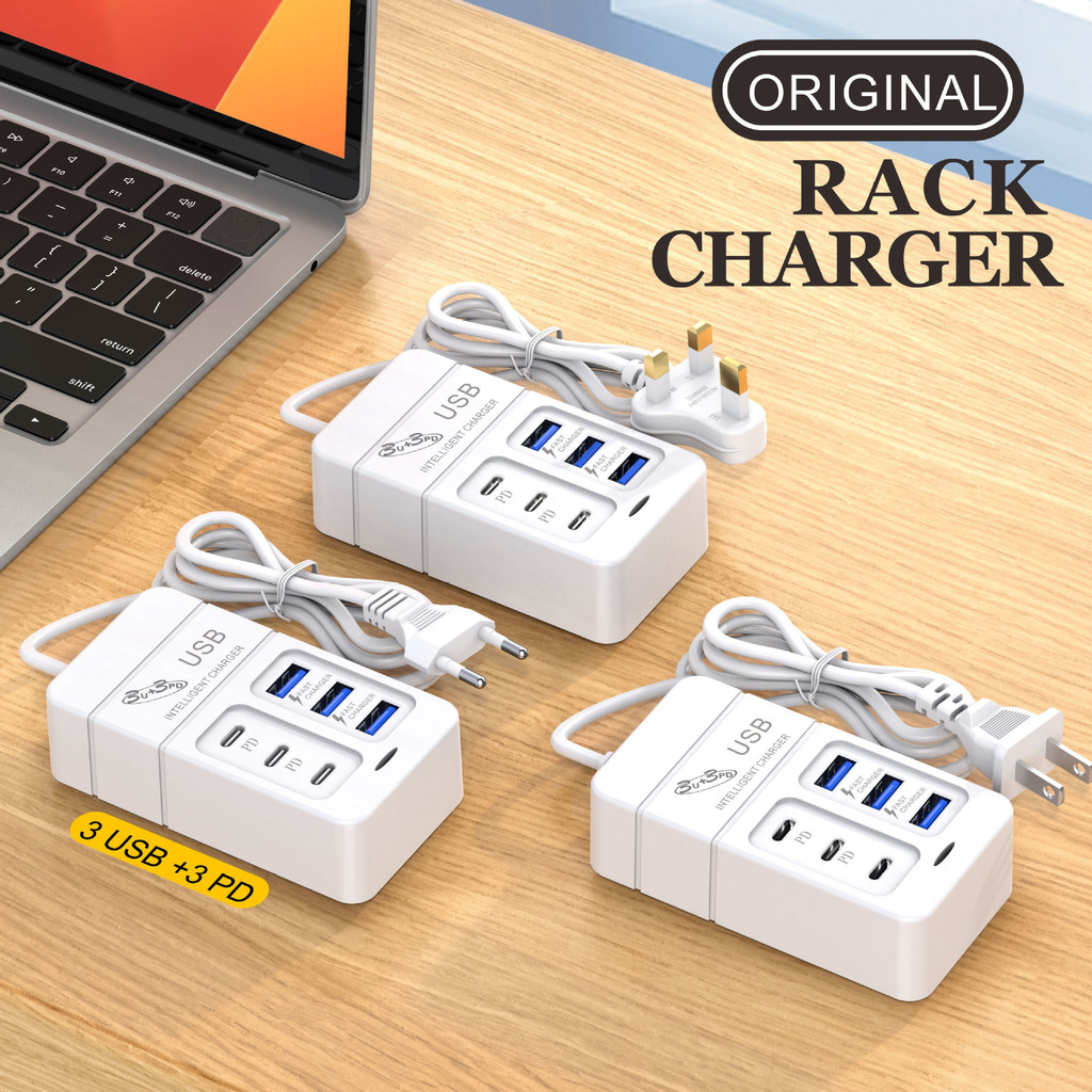 Mobile Phone Charger 3pd Interface+3usb Multi-Function Charging Head ...
