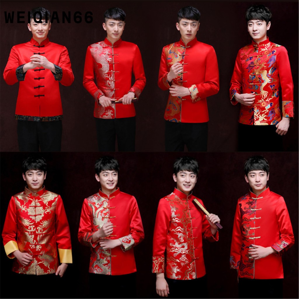daidai (Ready Stock) Red Men Man Groom Formal Chinese Traditional Samfu ...