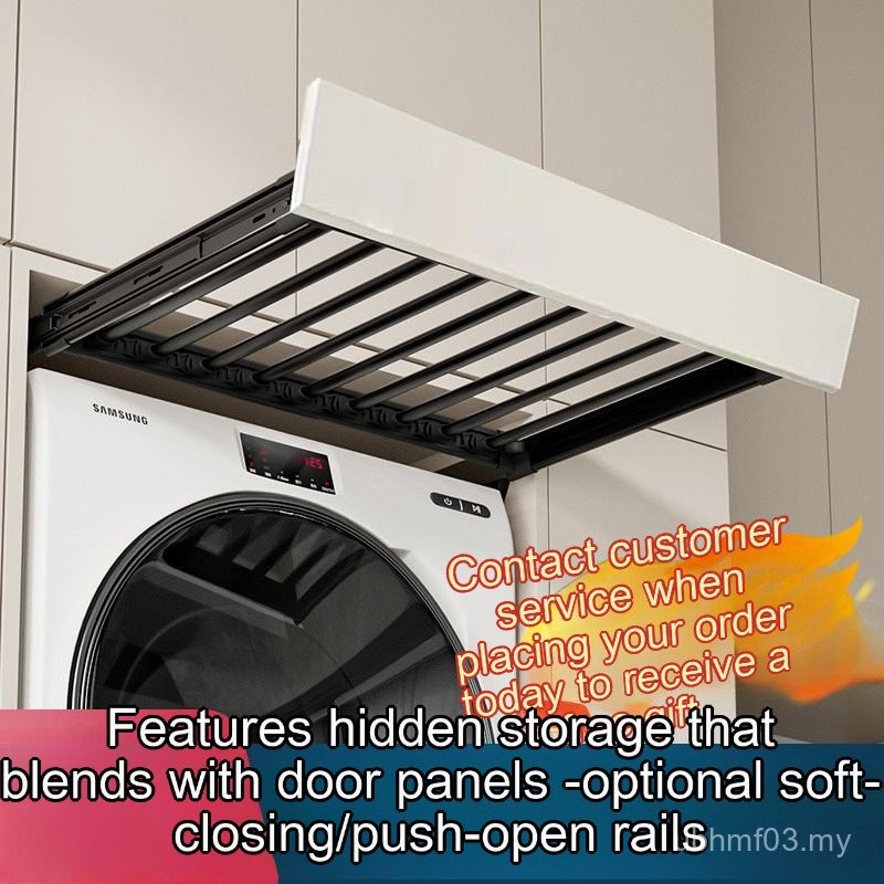 Washing Machine Invisible Drying Rack Balcony Dryer Above Hidden ...