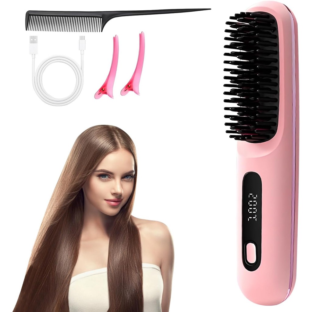 Numoya Go Brush Pro, 2025 New Portable Straightener Brush, Cordless ...