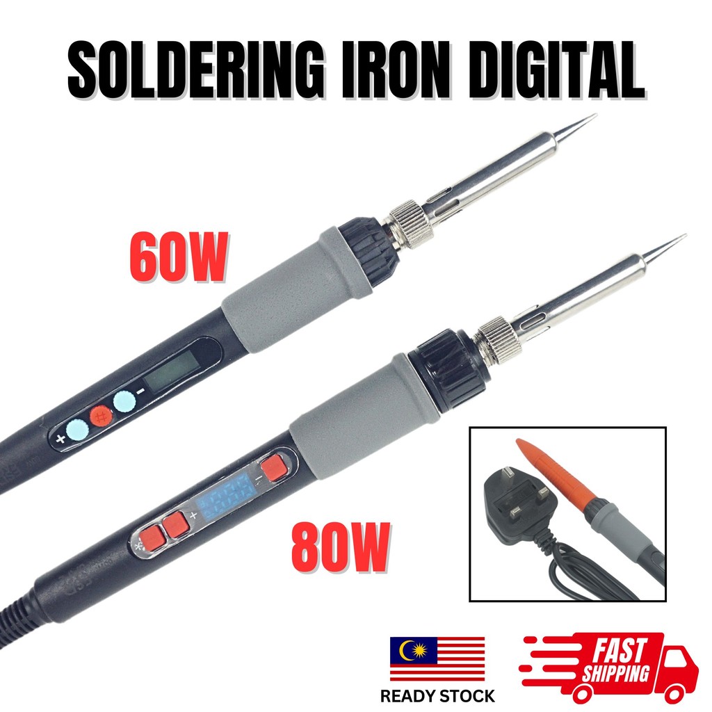 Soldering Iron 60W 80W LCD Digital Adjustable Temperature Replaceable ...
