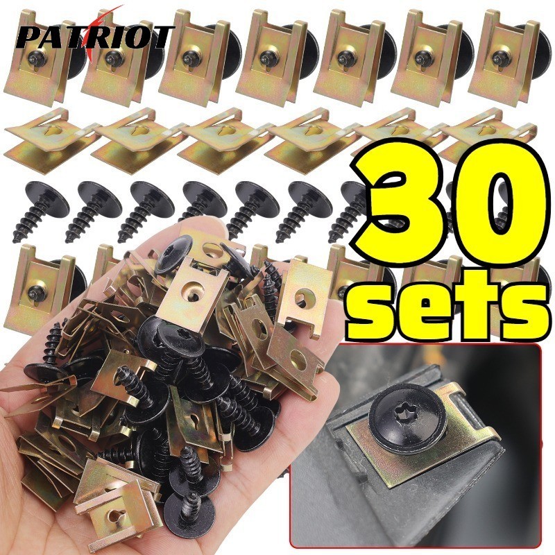 U-Shaped Car Decoration Fixing Clips with Screws, Rust-Proof Iron Clips ...