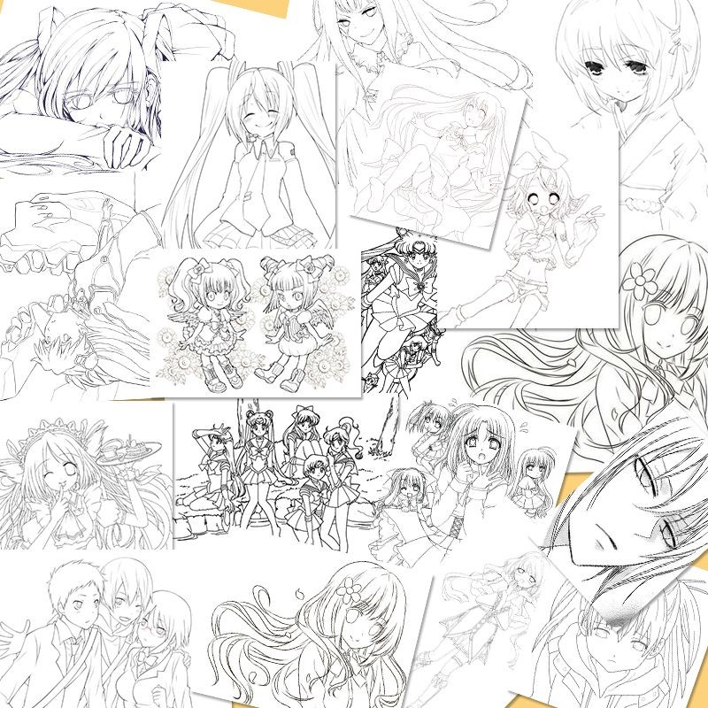 A4 Anime Hand-Drawn Draft Comic Line Draft Anime Hand-Drawn Book Copy ...