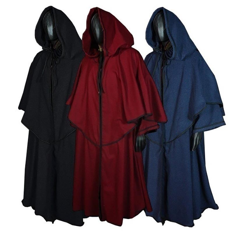 Medieval Shawl Hooded Cloak Robe Bitter Monk Robe Cloak Long Sleeve ...