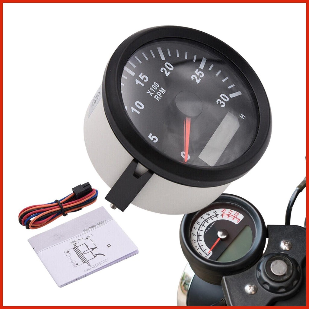 Marine Rpm Tachometer Gauge 85mm Waterproof Boat Rpm Tachometer Gauge ...