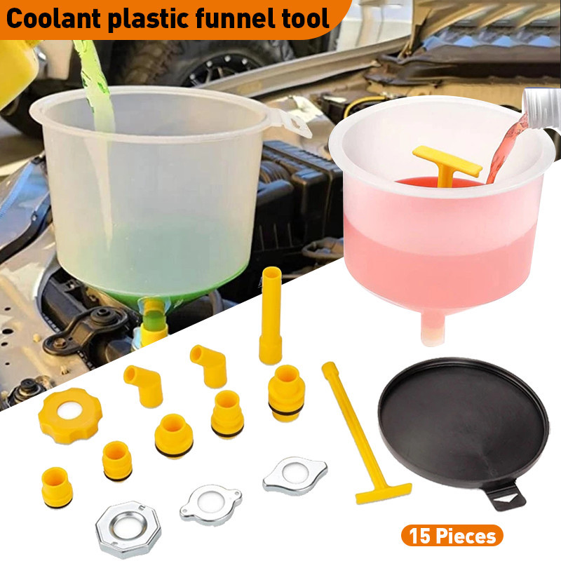 【15pcs】Car Radiator Coolant Filling Funnel Kit Spill Proof Car Water ...
