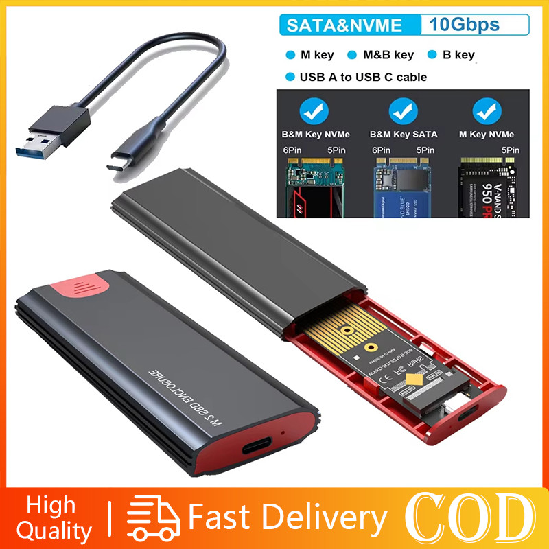10Gbps M2 NVMe SATA SSD Case SSD Box M.2 NVME NGFF SSD to USB 3.1 ...
