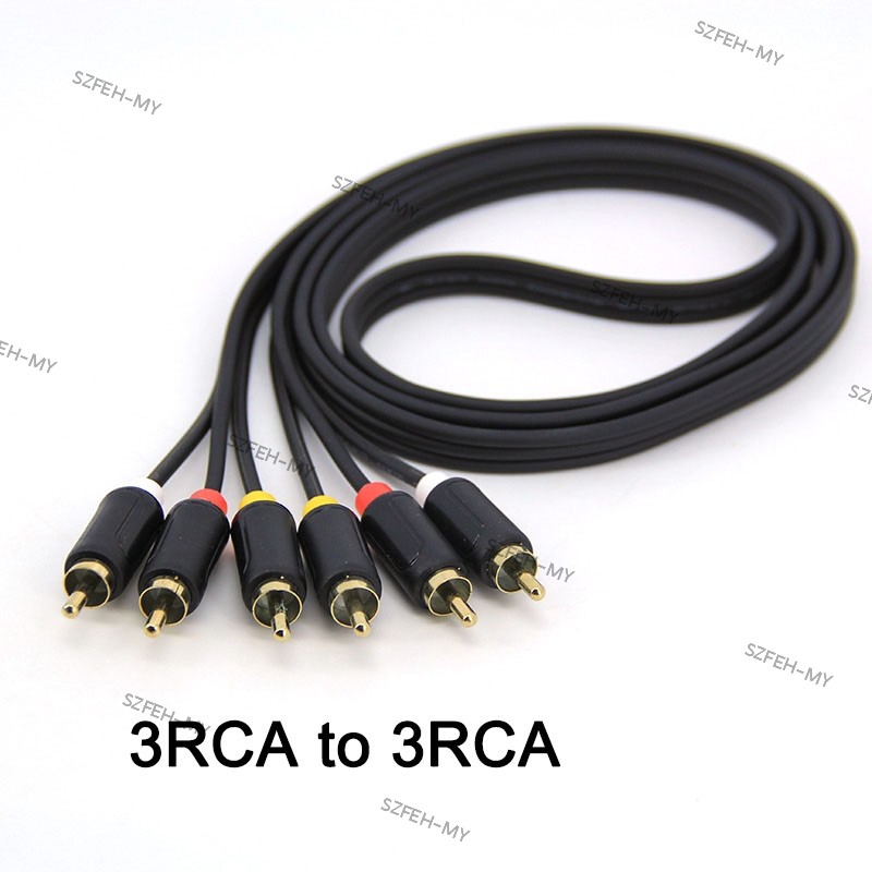 1.5m GOLD plated head 3RCA to 3RCA 3 RCA male Cable Jack Connector ...