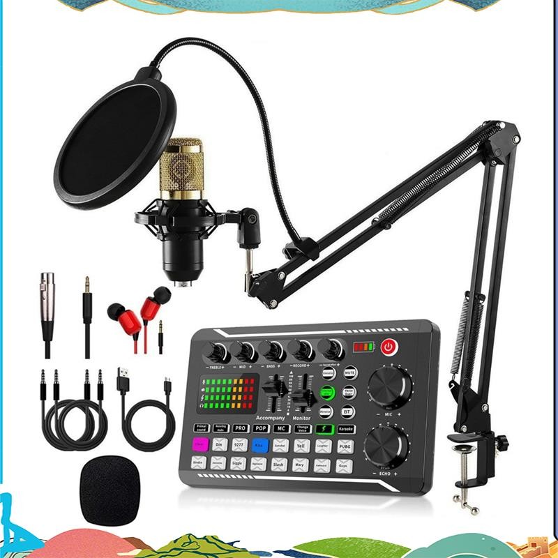 F998 Sound Card and BM800 Microphone Kit Mic Sound Mixer Sound Card ...