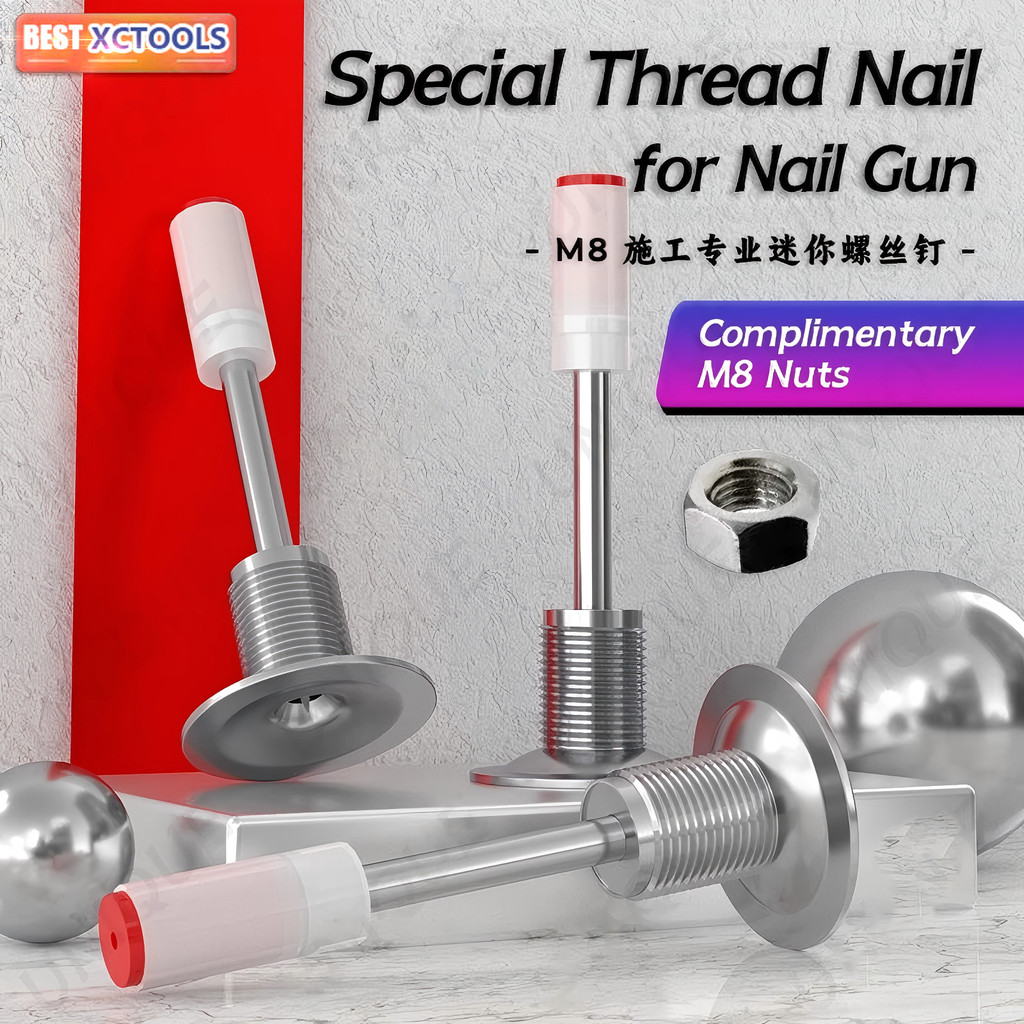 【Complimentary M8 Nuts】 Screw Nail 7.3mm Threaded Nail 螺纹钉 Paku Tembak ...