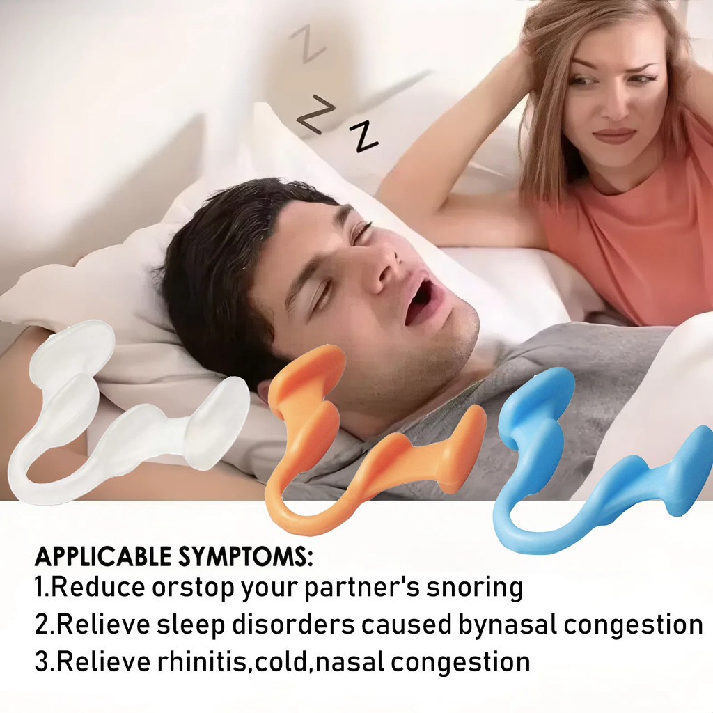 (2 pieces per box) White/Orange/Blue Silicone Nasal Clip Anti Snoring ...