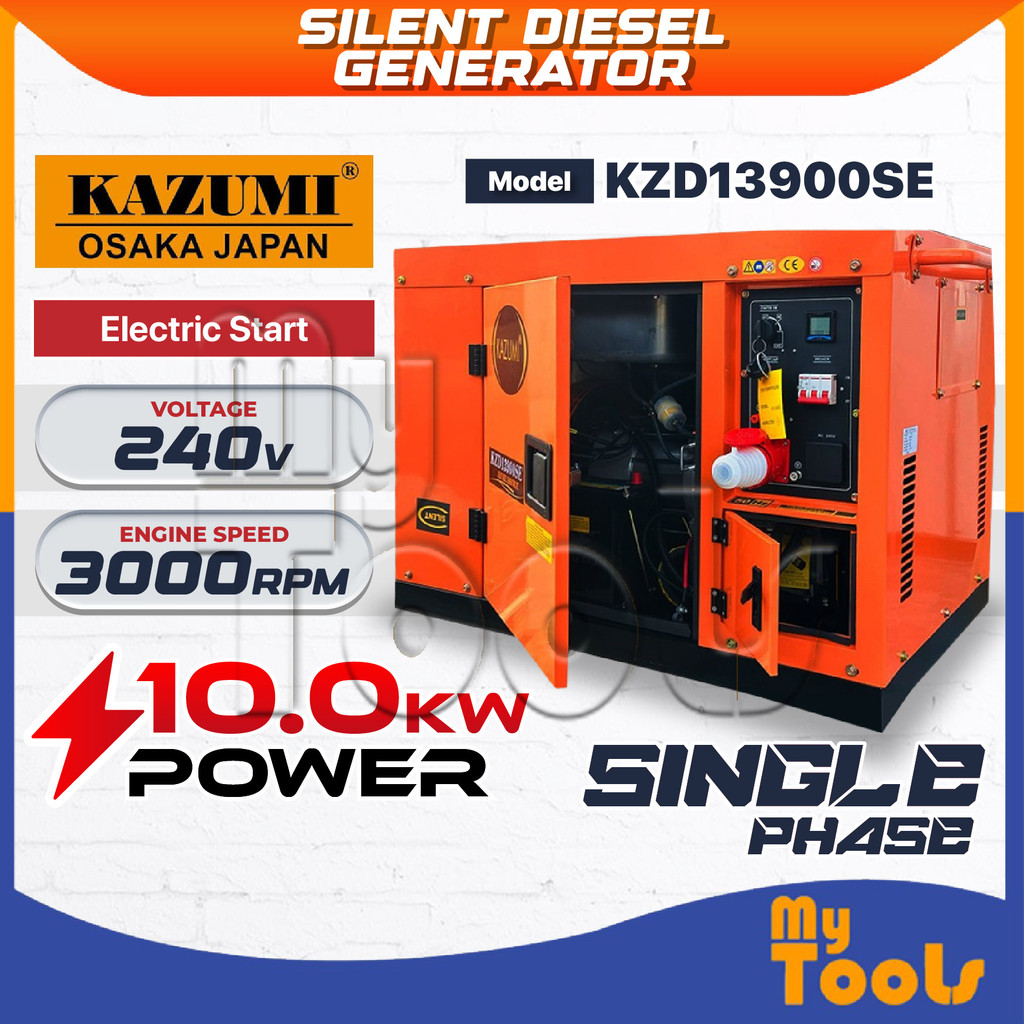 Mytools KAZUMI JAPAN KZD13900SE Silent Diesel Generator 10kW (Electric ...