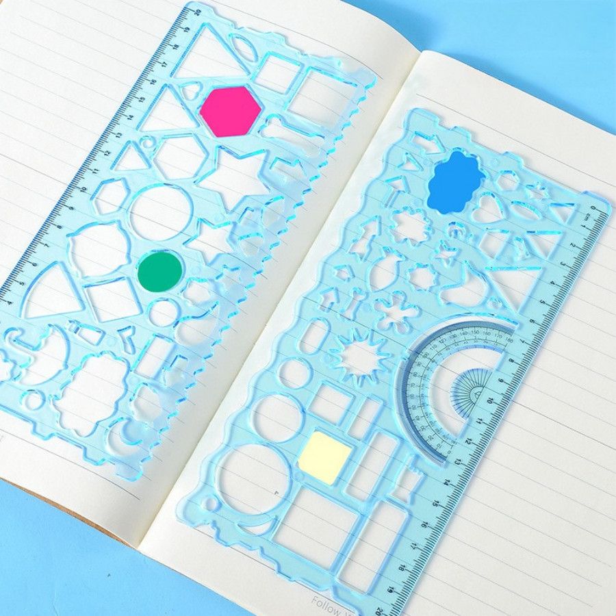 Pack Of 2 Pieces Geometric Drawing Ruler Cartoon Various Shapes For ...