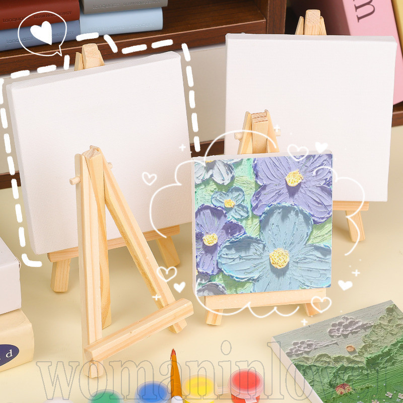 Mini Canvas and Easel Set - Wood Foldable Canvas Easel Stand Set - Tiny ...