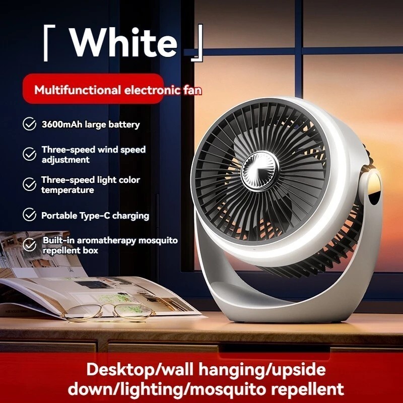 360°Rotatable Desk Fan Strong Airflow & Quiet Operation 3 Speed Wind ...