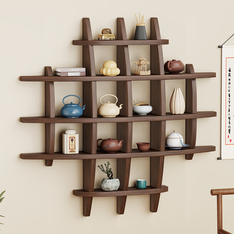 Wall-Mounted Bogu Shelf Solid Wood Chinese Wall-Mounted Shelf Wall ...