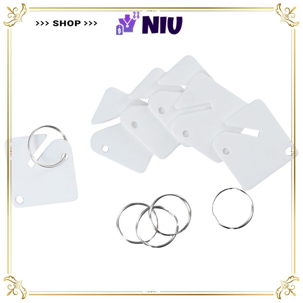 NIU Blank Tags, Square Shaped Plastic Key Tags, with Split Ring White ...