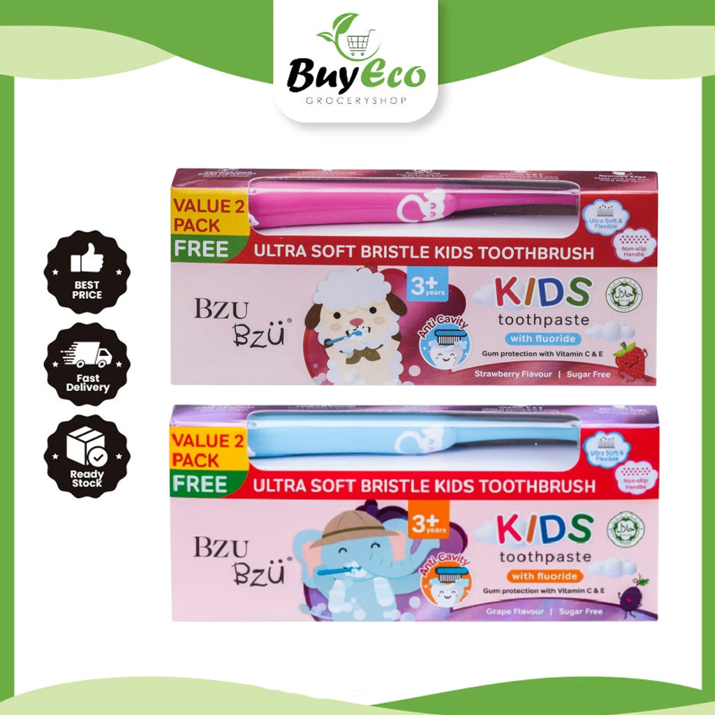 [VALUE PACK] BZU BZU Kids Toothpaste (Strawberry / Grape) + Toothbrush ...