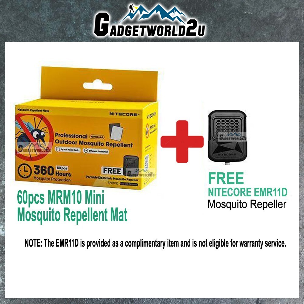 Nitecore MRM10 mini Mosquito Repellent Mats (60pcs/box) + FREE EMR11D ...