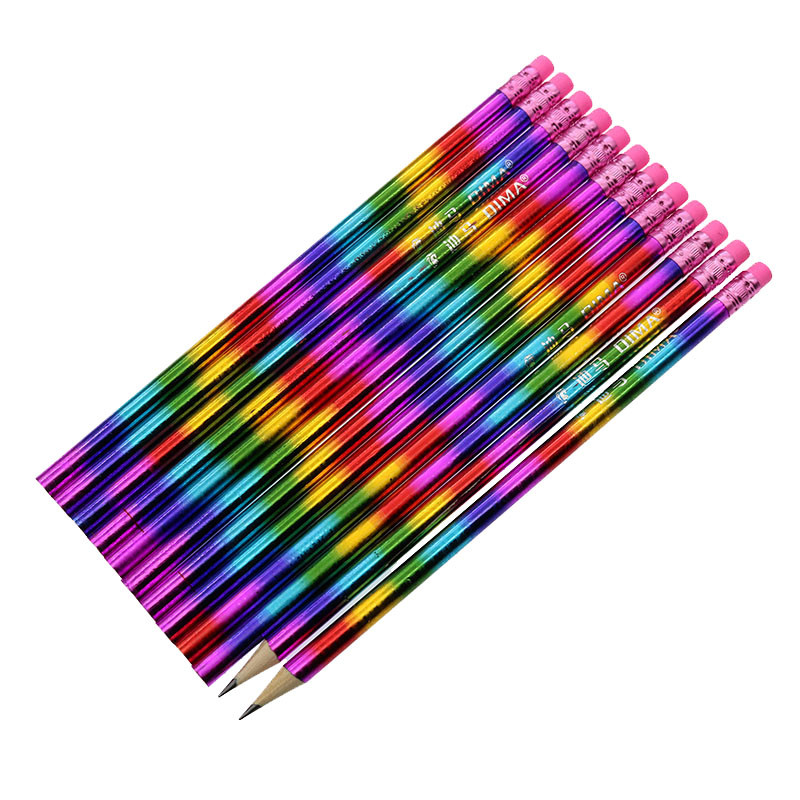 5 Pieces Of Rainbow Wooden Pencil Student Children Stationery ...